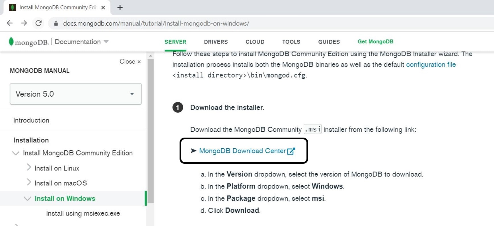 download mongodb windows